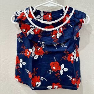 Janie and Jack Red, White, & Blue Floral Shirt